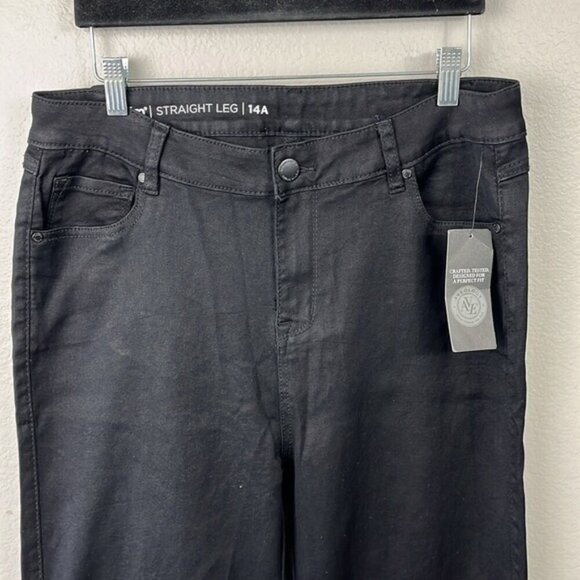 Avenue Denim Straight Leg Black High Rise Butter Stretch Jeans 14A NEW - Picture 5 of 13
